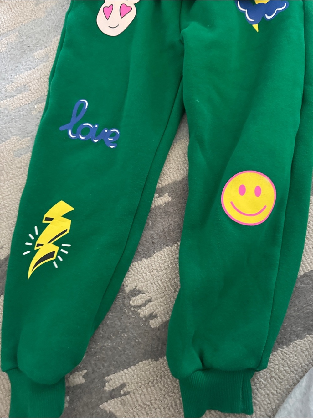 Lola + The Boys Green Kids Matching Set with Colorful Patch Graphics - Picture 3 of 7